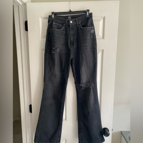 BDG Denim - BDG Stretch High Rise Flare Distressed Black Jeans Size 29